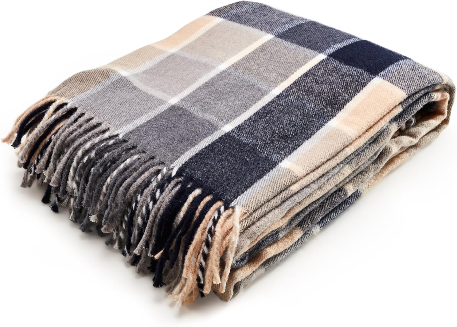 Arus Acrylic Highlands Collection Queen Size Tartan Plaid Design Throw Blanket Blue, 60x80 inches