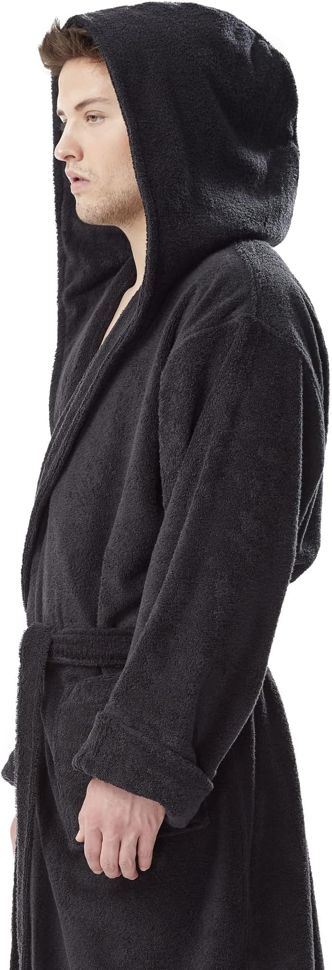 Arus Men's Hooded Turkish Cotton Bathrobe