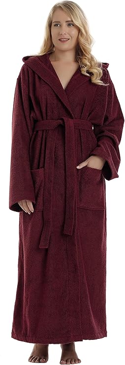 Arus Women's Hooded Turkish Cotton Bathrobe