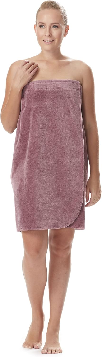 Arus Women's Soft Touch Turkish Velour Cotton Fleece Bath Towel Wrap L XL Plum