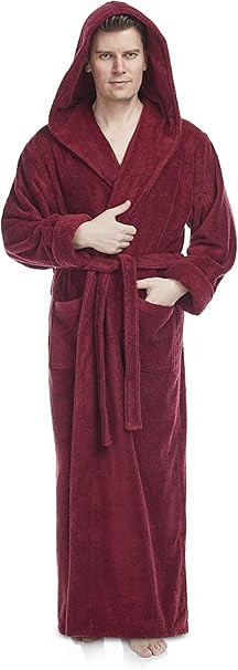 arus-men-s-hood-n-full-ankle-length-hooded-turkish-cotton-bathrobe-red