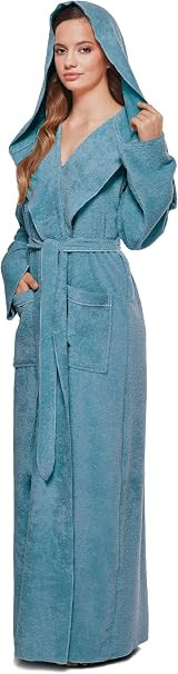 arus-women-s-princess-robe-ankle-long-hooded-lightweight-turkish-cotton-bathrobe-blue-gray
