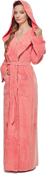 arus-women-s-princess-robe-ankle-long-hooded-lightweight-turkish-cotton-bathrobe-coral