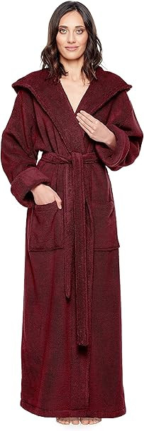 arus-womens-soft-twist-hooded-full-length-turkish-cotton-long-bathrobe-burgundy