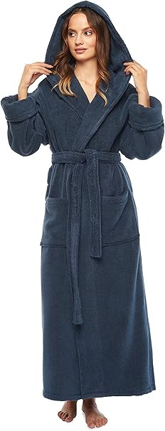 arus-womens-soft-twist-hooded-full-length-turkish-cotton-long-bathrobe-navi-blue