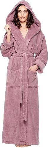 arus-womens-soft-twist-hooded-full-length-turkish-cotton-long-bathrobe-plum
